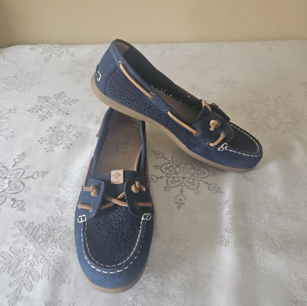Sperry Loafers Womens  Blue & Tan SLIP ONS Top Sliders Sz 6M